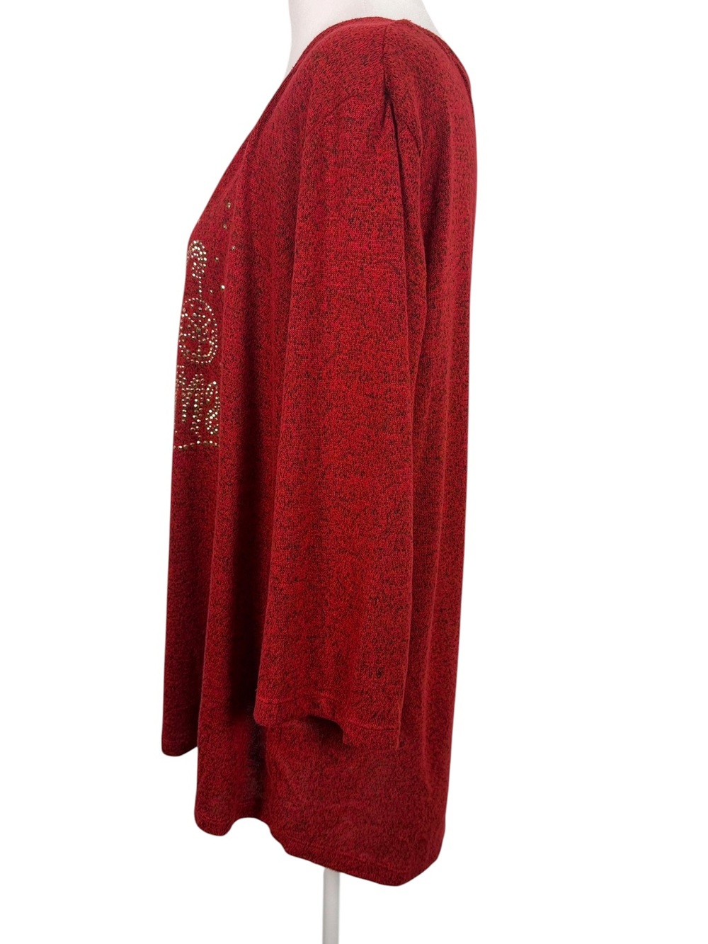 Magical Season XL Merry Christmas Gold beaded Red Holiday Tunic Top - Picture 6 of 10